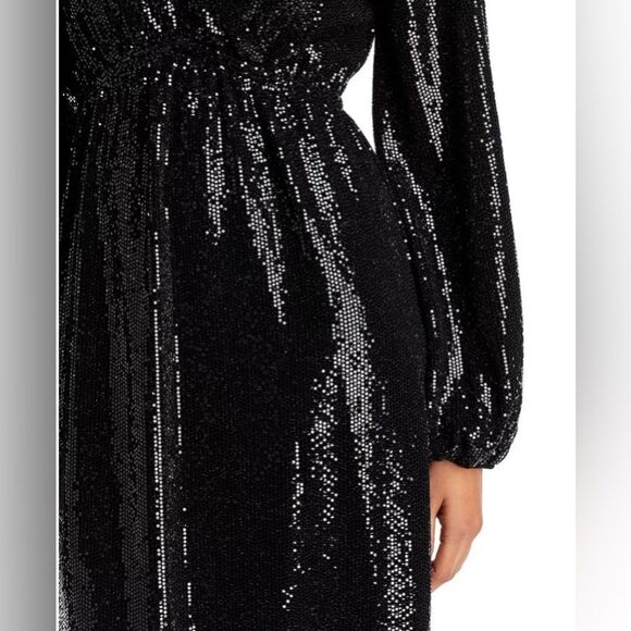 BRAND NEW TAHARI Balloon Sleeve Sequin Fit & Flare Dress SIZE L - Picture 3 of 5